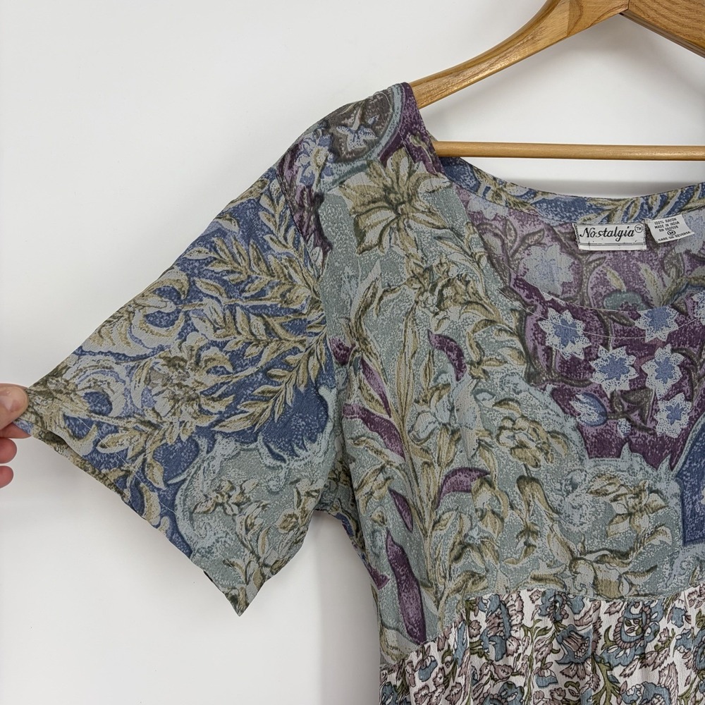 Nostalgia Vtg 90s Floral Dress M Cottagecore Fairy Grunge Boho Romantic Tiered - Picture 4 of 14